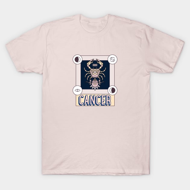 Cancer Horoscope Zodiac Sign T-Shirt by DC Bell Design